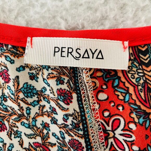 Persaya Tank top Multi Floral Open Back Semi Sheer Blouse Large - Picture 2 of 7